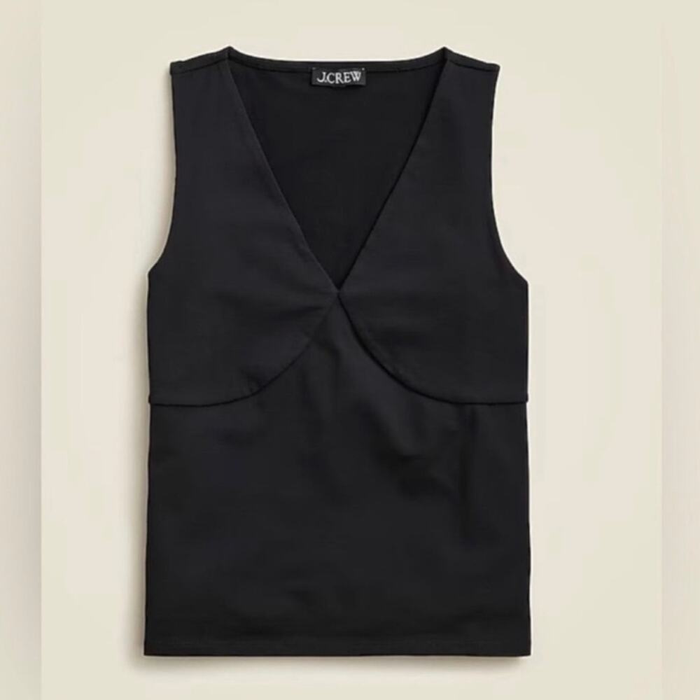 J.Crew Stretch Cotton Blend V Neck Black Top Size XS NWT